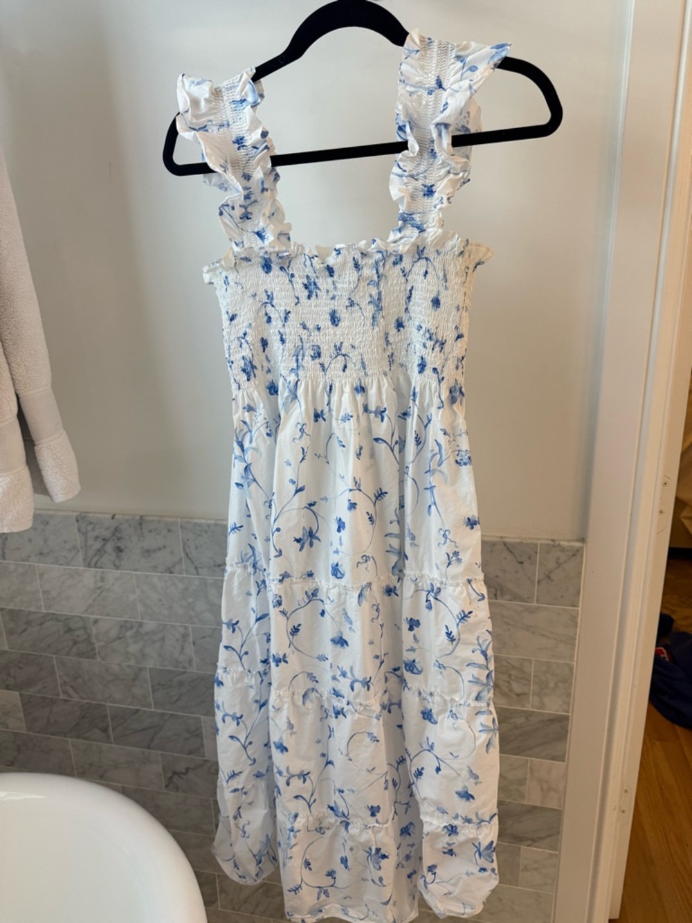 Hill House Ellie Nap Dress Size M Blue Botanical